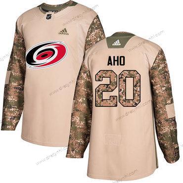 Adidas Carolina Hurricanes #20 Sebastian Aho Camo Autentické 2017 Veterans Day Sešitý NHL dres – Pánské