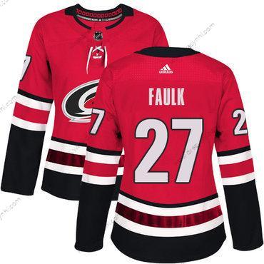 Adidas Carolina Hurricanes #27 Justin Faulk Červené Domácí dres Autentické Sešitý NHL dres – Dámské