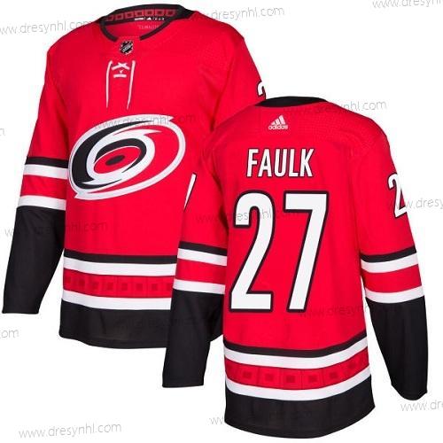 Adidas Carolina Hurricanes #27 Justin Faulk Červené Domácí dres Autentické Sešitý NHL dres – Pánské