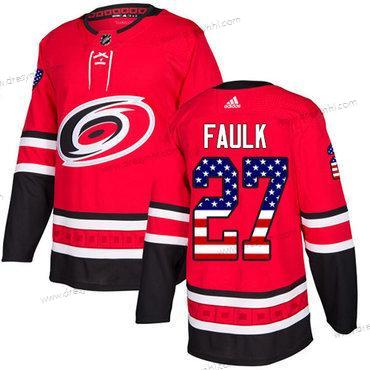 Adidas Carolina Hurricanes #27 Justin Faulk Červené Domácí dres Autentické USA Flag Sešitý NHL dres – Pánské