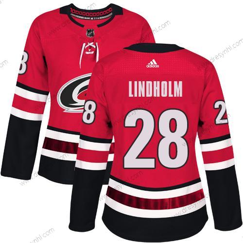 Adidas Carolina Hurricanes #28 Elias Lindholm Červené Domácí dres Autentické Sešitý NHL dres – Dámské