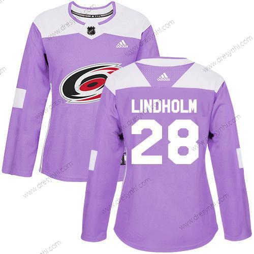 Adidas Carolina Hurricanes #28 Elias Lindholm Nachový Autentické Bojuje proti rakovině Sešitý NHL dres – Dámské