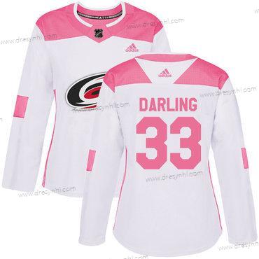 Adidas Carolina Hurricanes #33 Scott Darling Bílý Růžový Autentické Sešitý NHL dres – Dámské