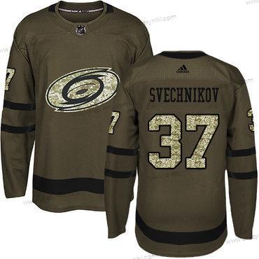 Adidas Carolina Hurricanes #37 Andrei Svechnikov Zelená Salute to Service Sešitý NHL dres – Pánské