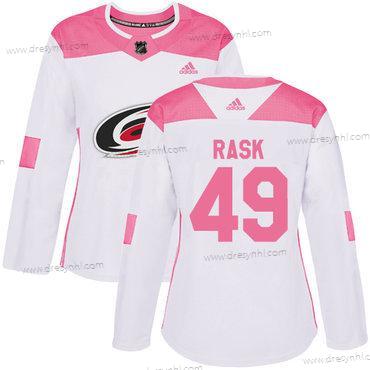 Adidas Carolina Hurricanes #49 Victor Rask Bílý Růžový Autentické Sešitý NHL dres – Dámské