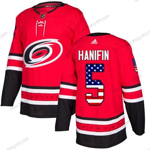 Adidas Carolina Hurricanes #5 Noah Hanifin Červené Domácí dres Autentické USA Flag Sešitý NHL dres – Pánské