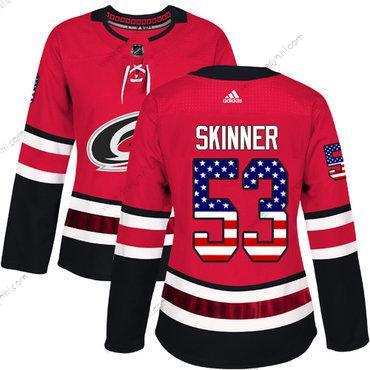 Adidas Carolina Hurricanes #53 Jeff Skinner Červené Domácí dres Autentické USA Flag Sešitý NHL dres – Dámské