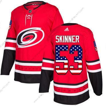 Adidas Carolina Hurricanes #53 Jeff Skinner Červené Domácí dres Autentické USA Flag Sešitý NHL dres – Pánské