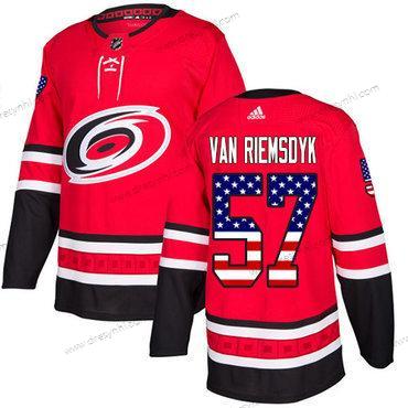 Adidas Carolina Hurricanes #57 Trevor Van Riemsdyk Červené Domácí dres Autentické USA Flag Sešitý NHL dres – Juniorské