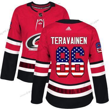 Adidas Carolina Hurricanes #86 Teuvo Teravainen Červené Domácí dres Autentické USA Flag Sešitý NHL dres – Dámské