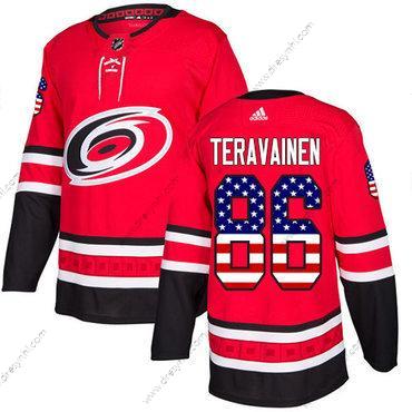 Adidas Carolina Hurricanes #86 Teuvo Teravainen Červené Domácí dres Autentické USA Flag Sešitý NHL dres – Juniorské