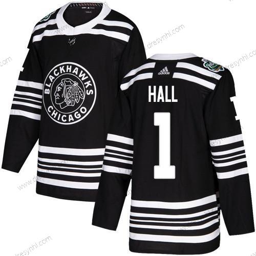 Adidas Chicago Blackhawks #1 Glenn Hall Černá Autentické 2019 Zimní Klasický Sešitý NHL dres – Pánské