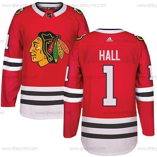 Adidas Chicago Blackhawks #1 Glenn Hall Červené Domácí dres Autentické Sešitý NHL dres – Pánské