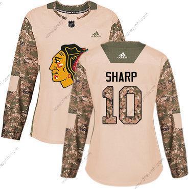 Adidas Chicago Blackhawks #10 Patrick Sharp Camo Autentické 2017 Veterans Day Sešitý NHL dres – Dámské