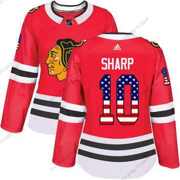 Adidas Chicago Blackhawks #10 Patrick Sharp Červené Domácí dres Autentické USA Flag Sešitý NHL dres – Dámské