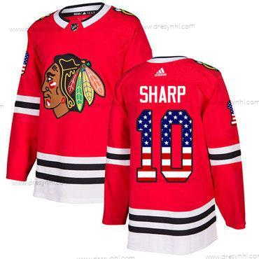 Adidas Chicago Blackhawks #10 Patrick Sharp Červené Domácí dres Autentické USA Flag Sešitý NHL dres – Juniorské