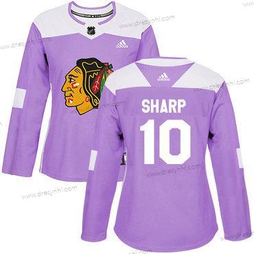 Adidas Chicago Blackhawks #10 Patrick Sharp Nachový Autentické Bojuje proti rakovině Sešitý NHL dres – Dámské