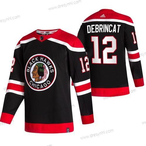 Adidas Chicago Blackhawks #12 Alex Debrincat Černá 2020-21 Obrácený Retro Náhradní NHL dres – Pánské