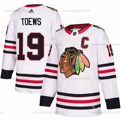 Adidas Chicago Blackhawks #19 Jonathan Toews Bílý Road Autentické Sešitý NHL dres – Pánské