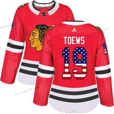 Adidas Chicago Blackhawks #19 Jonathan Toews Červené Domácí dres Autentické USA Flag Sešitý NHL dres – Dámské