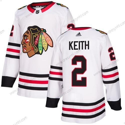 Adidas Chicago Blackhawks #2 Duncan Keith Bílý Road Autentické Sešitý Hokejový dres – Pánské