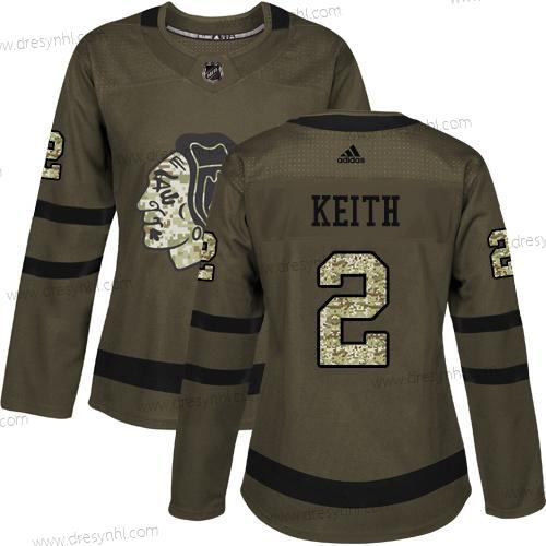 Adidas Chicago Blackhawks #2 Duncan Keith Zelená Salute to Service Sešitý NHL dres – Dámské