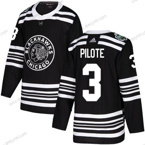 Adidas Chicago Blackhawks #3 Pierre Pilote Černá Autentické 2019 Zimní Klasický Sešitý NHL dres – Pánské