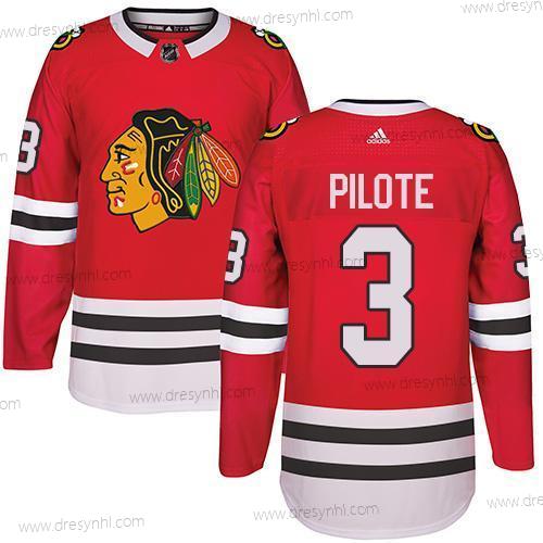 Adidas Chicago Blackhawks #3 Pierre Pilote Červené Domácí dres Autentické Sešitý NHL dres – Pánské