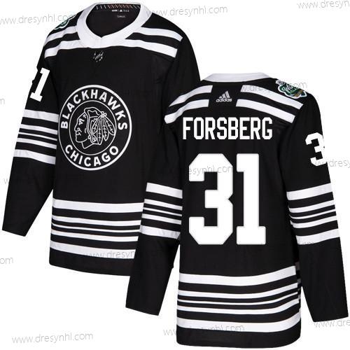 Adidas Chicago Blackhawks #31 Anton Forsberg Černá Autentické 2019 Zimní Klasický Sešitý NHL dres – Pánské