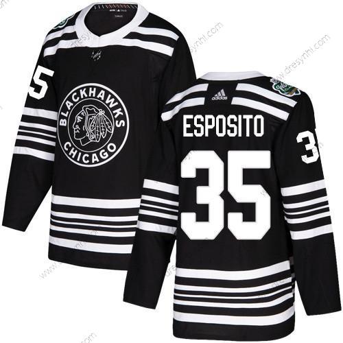 Adidas Chicago Blackhawks #35 Tony Esposito Černá Autentické 2019 Zimní Klasický Sešitý NHL dres – Pánské