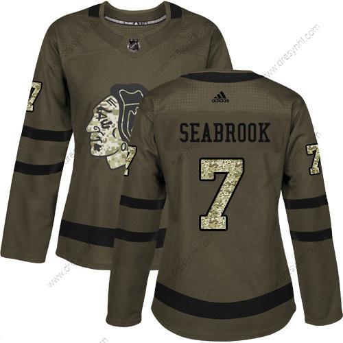 Adidas Chicago Blackhawks #7 Brent Seabrook Zelená Salute to Service Sešitý NHL dres – Dámské