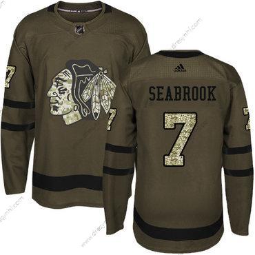 Adidas Chicago Blackhawks #7 Brent Seabrook Zelená Salute to Service Sešitý NHL dres – Juniorské