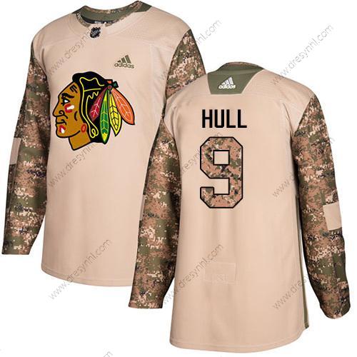 Adidas Chicago Blackhawks #9 Bobby Hull Camo Autentické 2017 Veterans Day Sešitý NHL dres – Juniorské