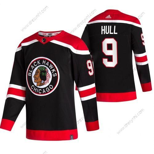 Adidas Chicago Blackhawks #9 Bobby Hull Černá 2020-21 Obrácený Retro Náhradní NHL dres – Pánské