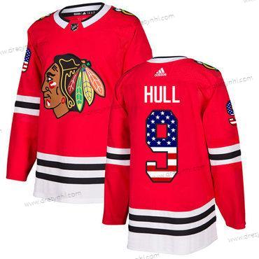 Adidas Chicago Blackhawks #9 Bobby Hull Červené Domácí dres Autentické USA Flag Sešitý NHL dres – Juniorské