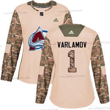 Adidas Colorado Avalanche #1 Semyon Varlamov Camo Autentické 2017 Veterans Day Sešitý NHL dres – Dámské