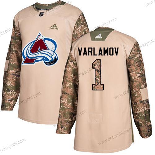 Adidas Colorado Avalanche #1 Semyon Varlamov Camo Autentické 2017 Veterans Day Sešitý NHL dres – Juniorské