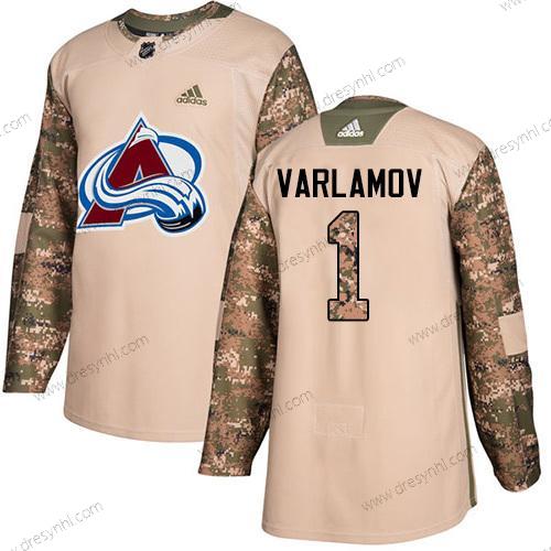 Adidas Colorado Avalanche #1 Semyon Varlamov Camo Autentické 2017 Veterans Day Sešitý NHL dres – Pánské