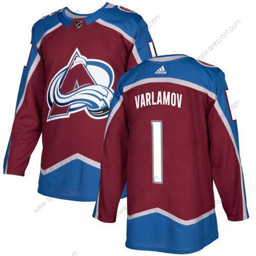 Adidas Colorado Avalanche #1 Semyon Varlamov Domácí dres Červené Autentické Sešitý NHL dres – Pánské