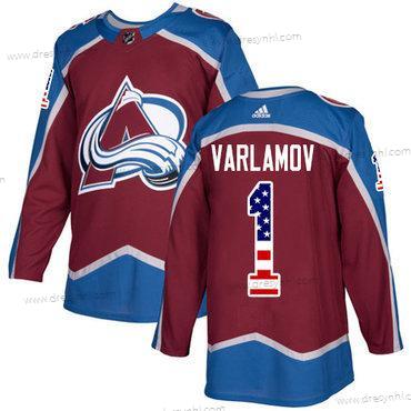 Adidas Colorado Avalanche #1 Semyon Varlamov Domácí dres Červené Autentické USA Flag Sešitý NHL dres – Pánské