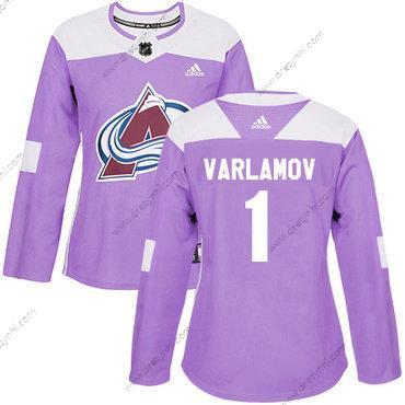 Adidas Colorado Avalanche #1 Semyon Varlamov Nachový Autentické Bojuje proti rakovině Sešitý NHL dres – Dámské