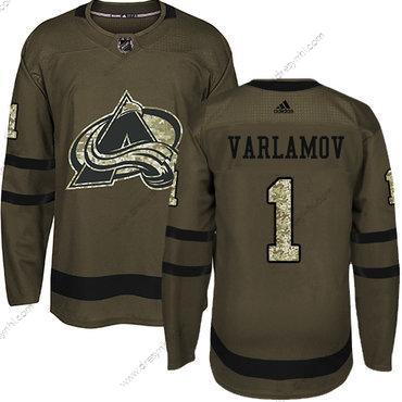 Adidas Colorado Avalanche #1 Semyon Varlamov Zelená Salute to Service Sešitý NHL dres – Juniorské