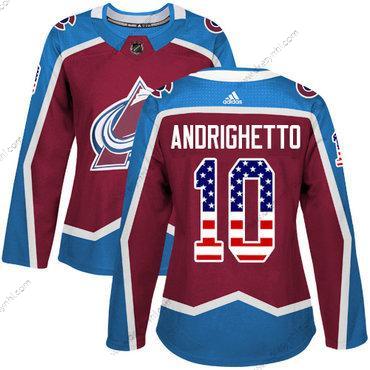 Adidas Colorado Avalanche #10 Sven Andrighetto Domácí dres Červené Autentické USA Flag Sešitý NHL dres – Dámské