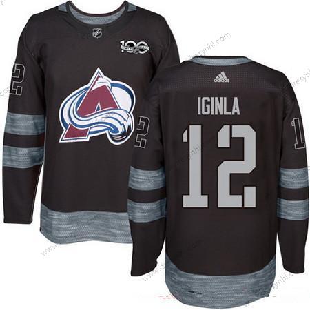 Adidas Colorado Avalanche #12 Jarome Iginla Černá 100th Výročí Sešitý NHL 2017 Hokejový dres – Pánské