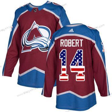 Adidas Colorado Avalanche #14 Rene Robert Domácí dres Červené Autentické USA Flag Sešitý NHL dres – Pánské