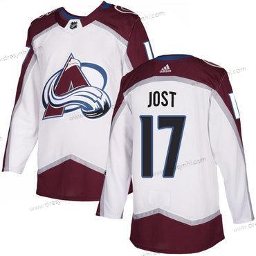 Adidas Colorado Avalanche #17 Tyson Jost Bílý Hostující dres Autentické Sešitý NHL dres – Pánské