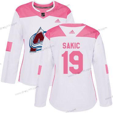 Adidas Colorado Avalanche #19 Joe Sakic Bílý Růžový Autentické Sešitý NHL dres – Dámské