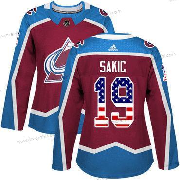 Adidas Colorado Avalanche #19 Joe Sakic Domácí dres Červené Autentické USA Flag Sešitý NHL dres – Dámské