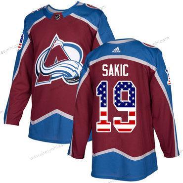 Adidas Colorado Avalanche #19 Joe Sakic Domácí dres Červené Autentické USA Flag Sešitý NHL dres – Juniorské