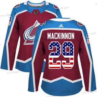 Adidas Colorado Avalanche #29 Nathan Mackinnon Domácí dres Červené Autentické USA Flag Sešitý NHL dres – Dámské